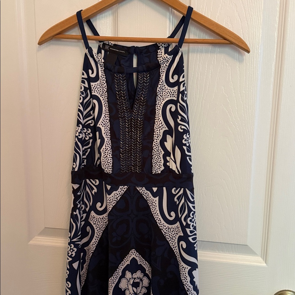 INC International Concepts Navy and White Maxi Skirt